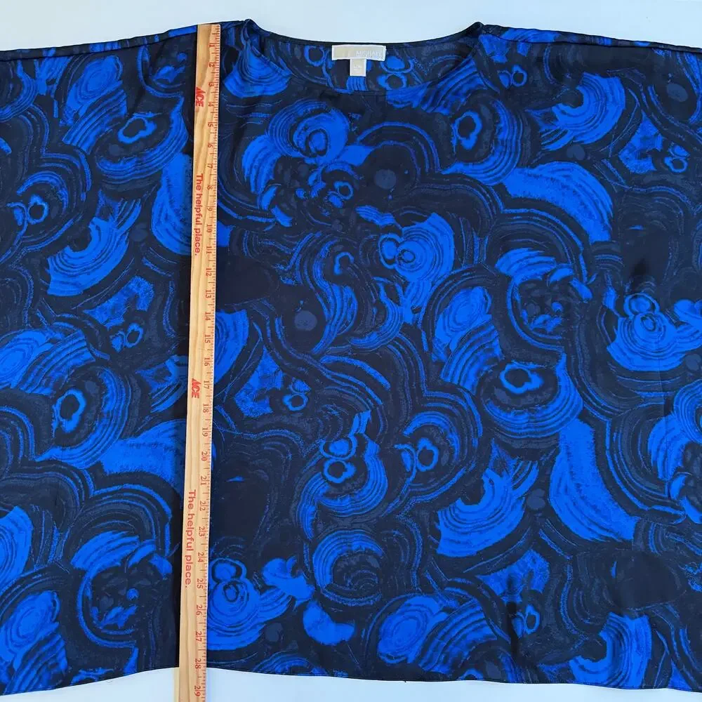 Michael Kors Swirl Print Satin Feel Tunic Flutter Top Size XL Beach Boho EUC